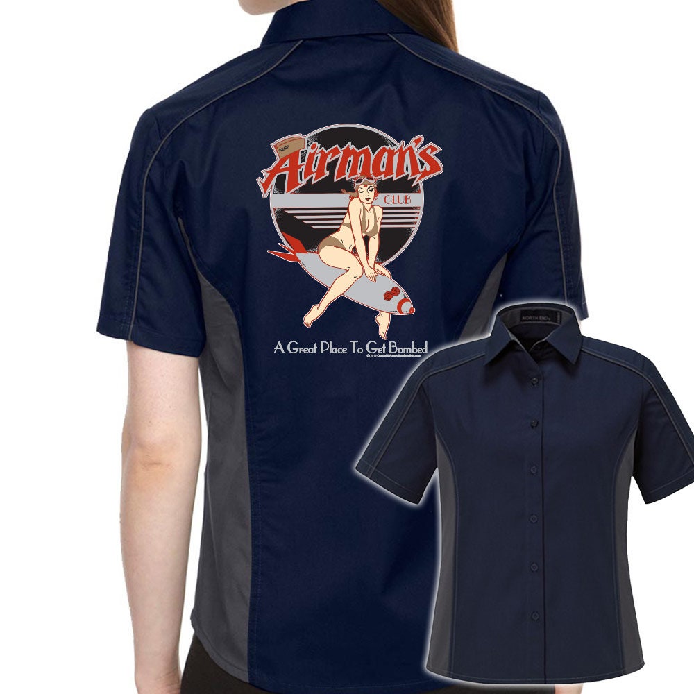 Airman's Classic Retro Bowling Shirt- The Muckler (Ladies) - Includes Embroidered Name