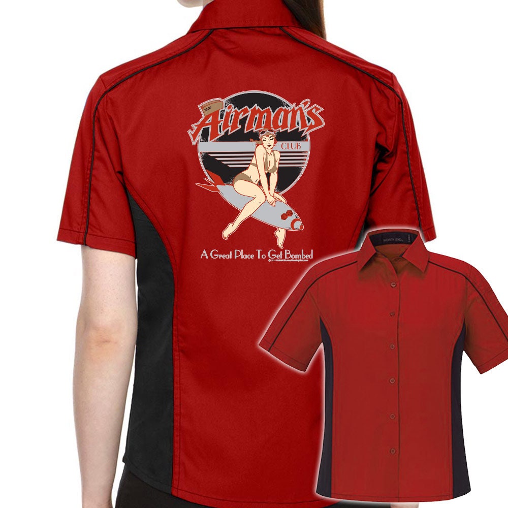 Airman's Classic Retro Bowling Shirt- The Muckler (Ladies) - Includes Embroidered Name