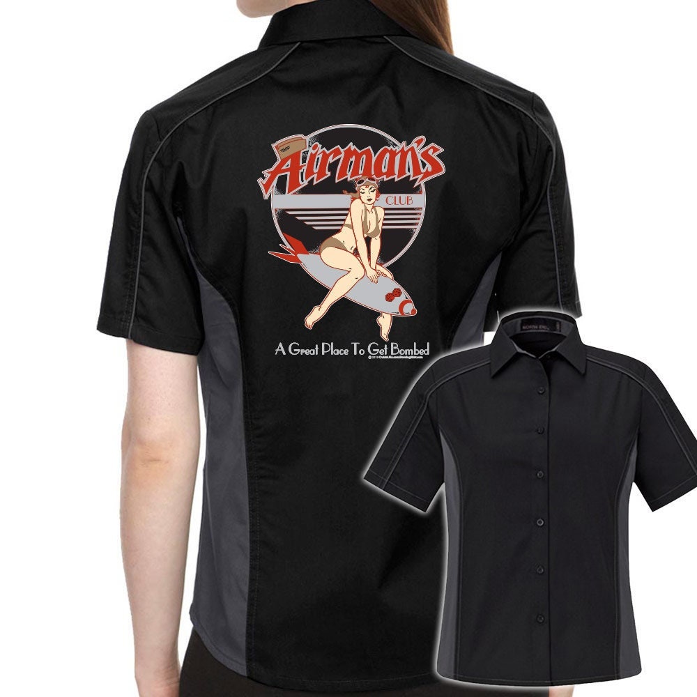 Airman's Classic Retro Bowling Shirt- The Muckler (Ladies) - Includes Embroidered Name