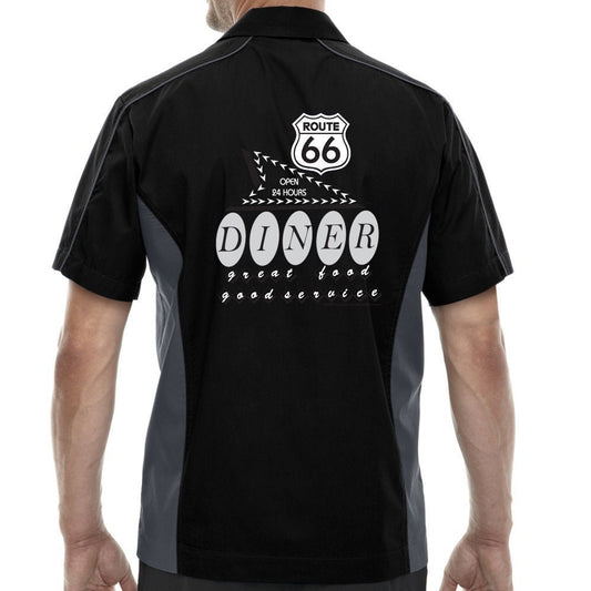 Route 66 Diner Classic Retro Bowling Shirt - The Muckler - Includes Embroidered Name