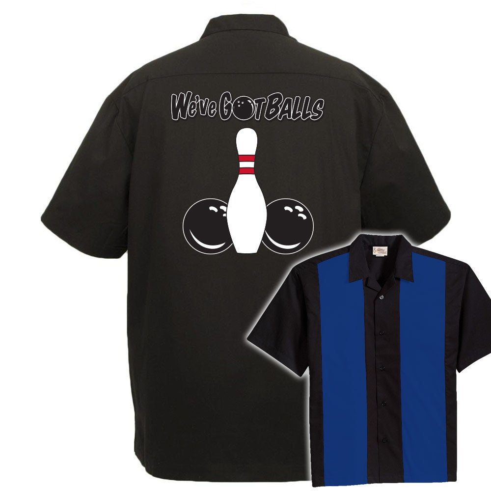 We've Got Balls Classic Retro Bowling Shirt - The Player - Includes Embroidered Name