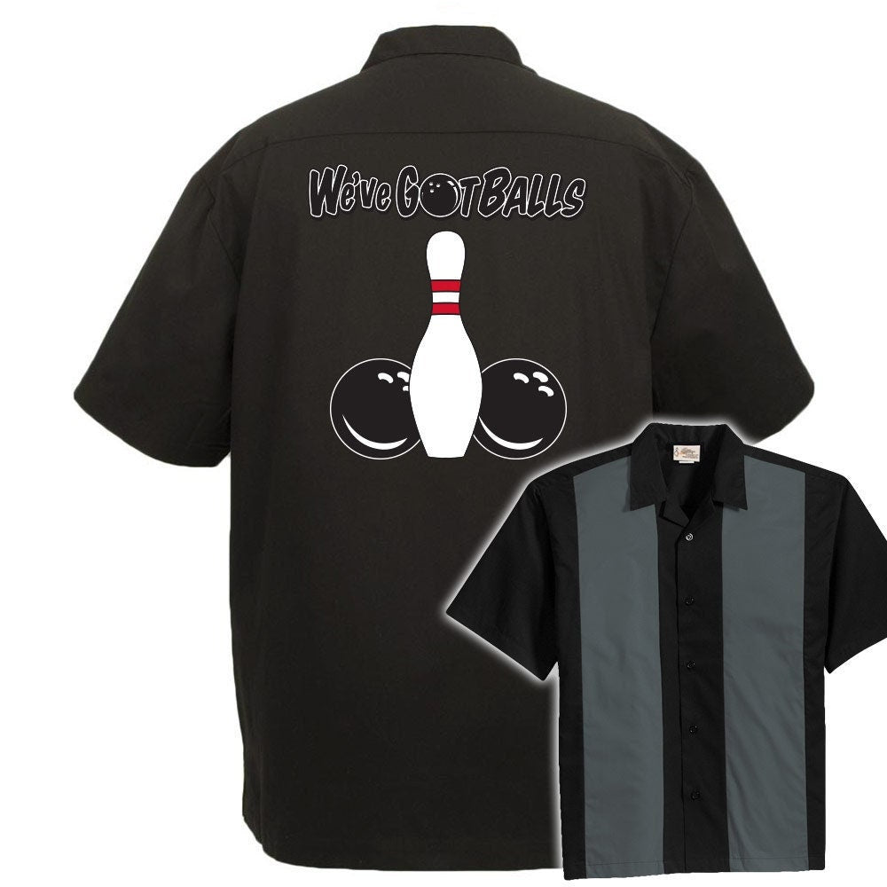 We've Got Balls Classic Retro Bowling Shirt - The Player - Includes Embroidered Name