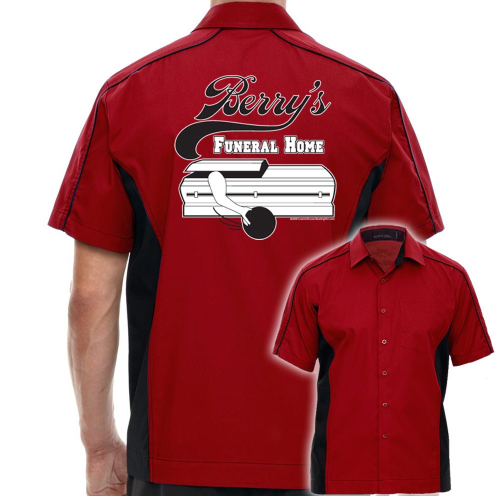 Berry's Funeral Home Classic Retro Bowling Shirt - The Muckler - Includes Embroidered Name #119