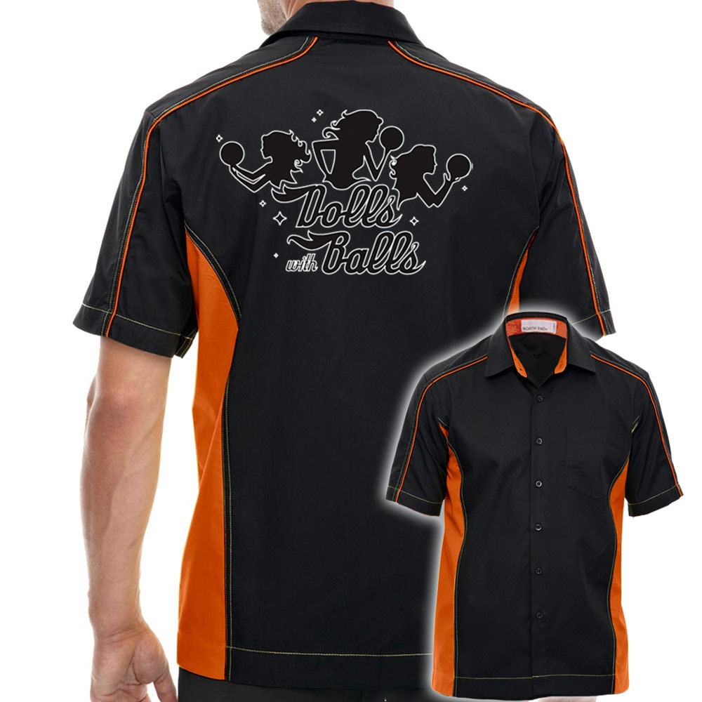 Dolls With Balls Classic Retro Bowling Shirt - The Muckler - Includes Embroidered Name #156
