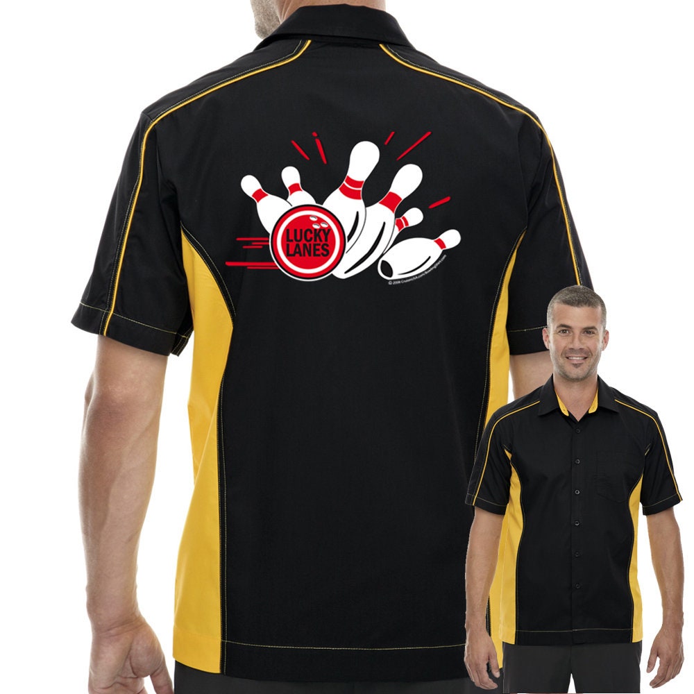 Lucky Lanes Classic Retro Bowling Shirt - The Muckler - Includes Embroidered Name #128