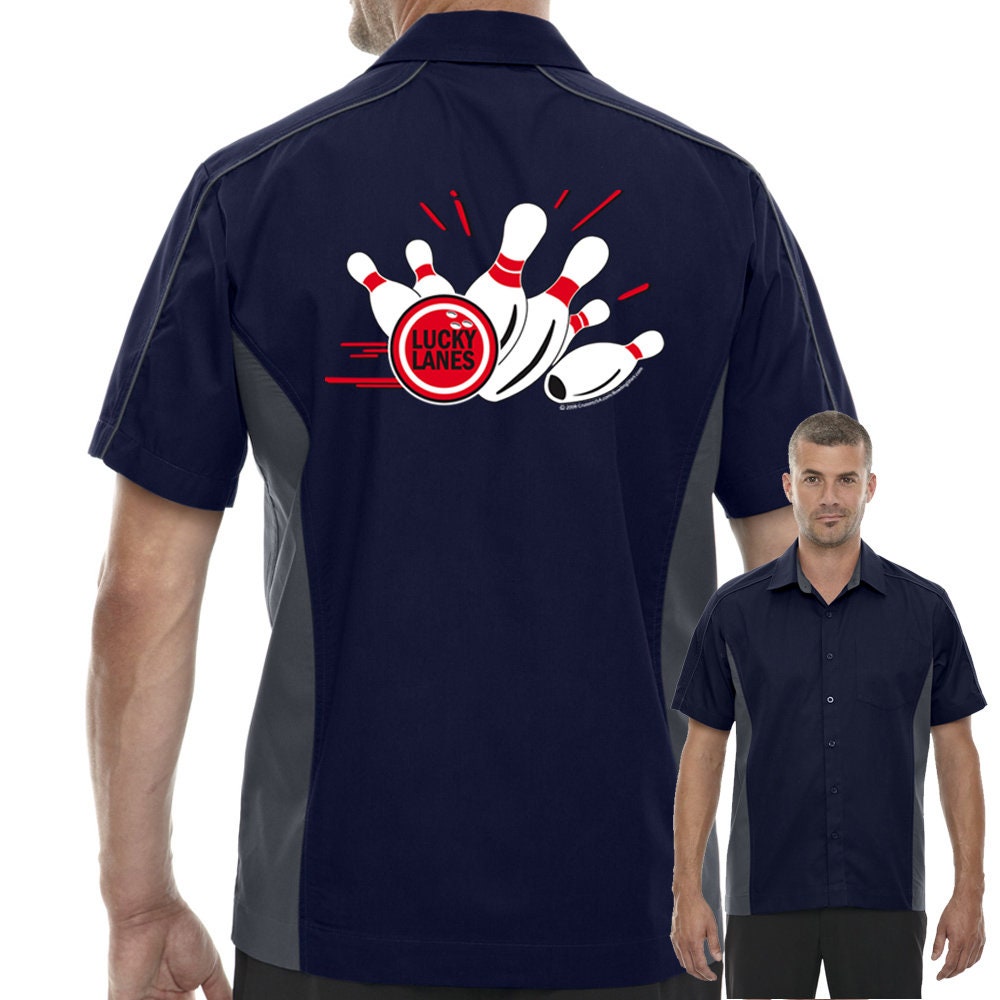 Lucky Lanes Classic Retro Bowling Shirt - The Muckler - Includes Embroidered Name #128