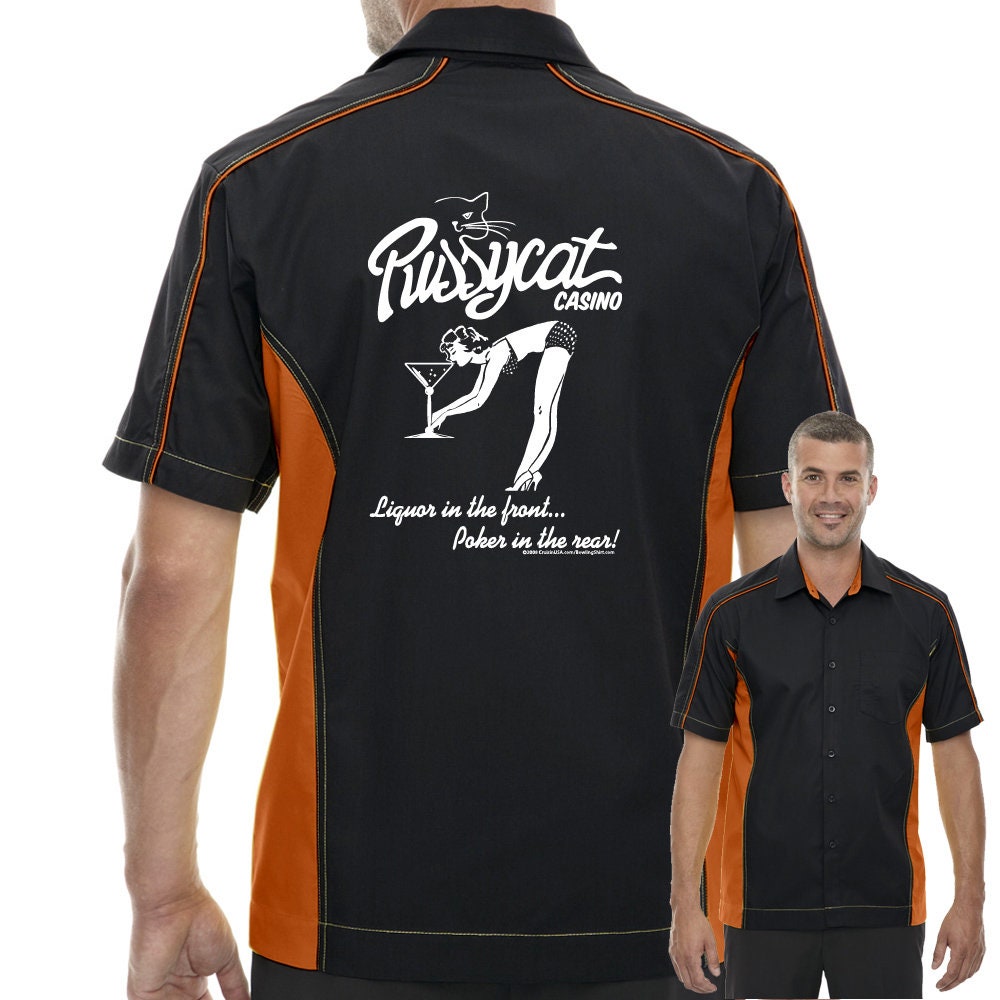 Pussycat Casino Classic Retro Bowling Shirt - The Muckler - Includes Embroidered Name
