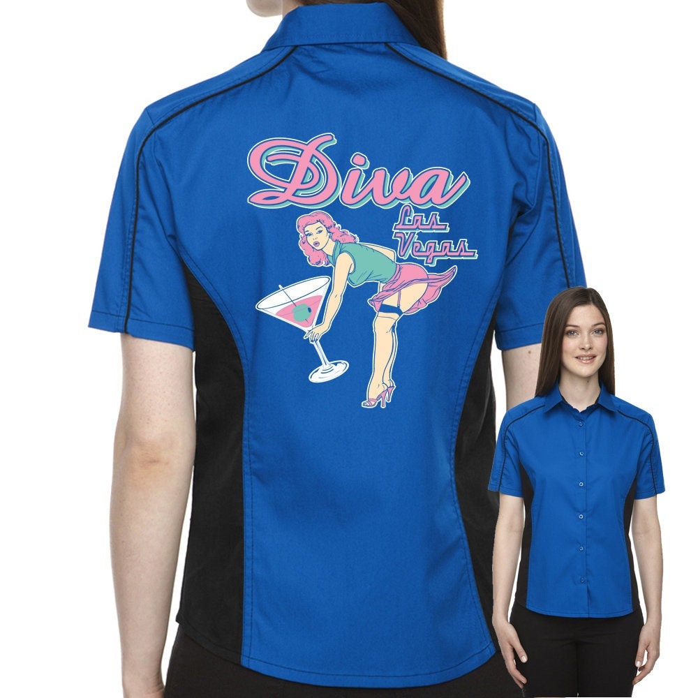 Diva Las Vegas Classic Retro Bowling Shirt- The Muckler (Ladies) - Includes Embroidered Name #155