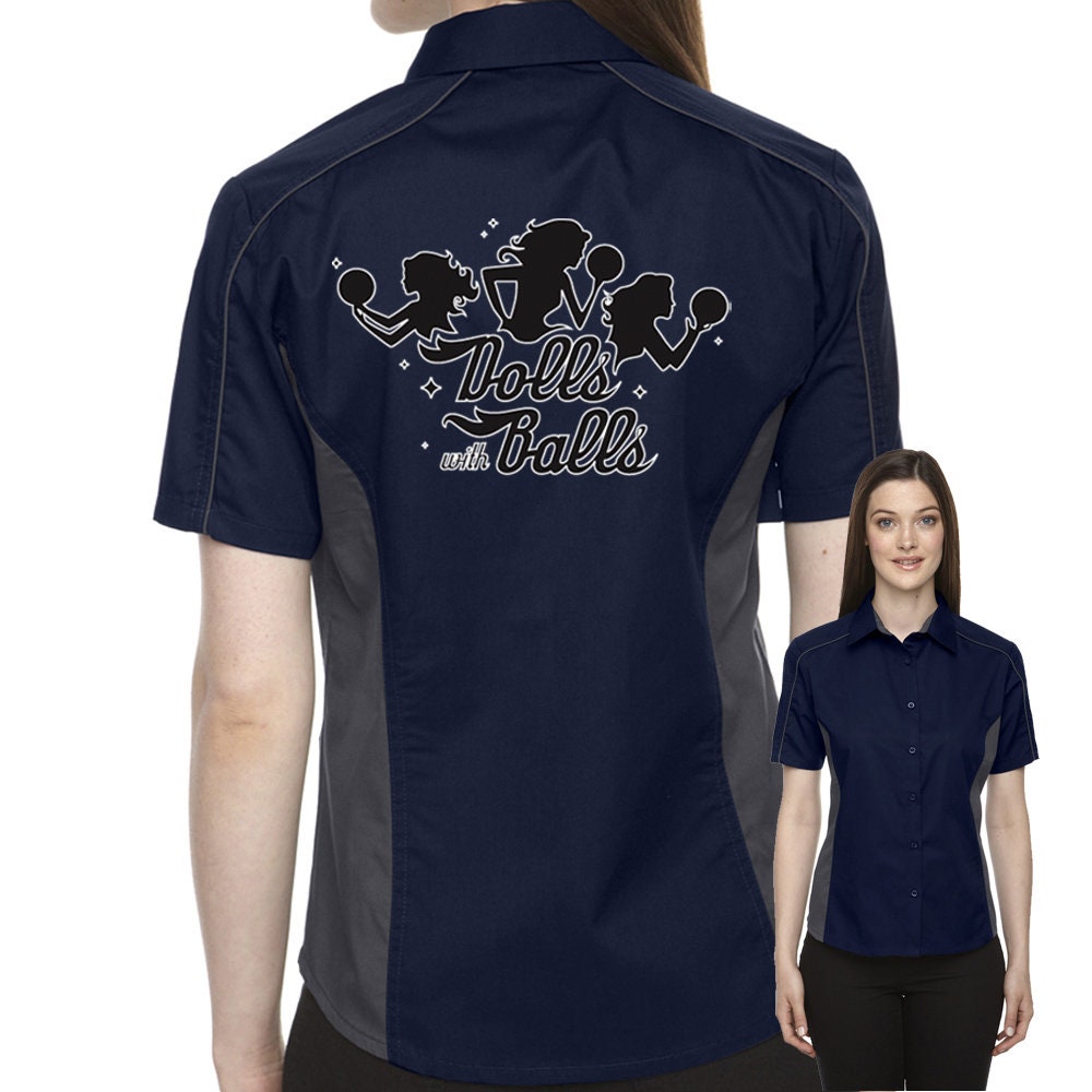 Dolls With Balls Classic Retro Bowling Shirt- The Muckler (Ladies) - Includes Embroidered Name #156