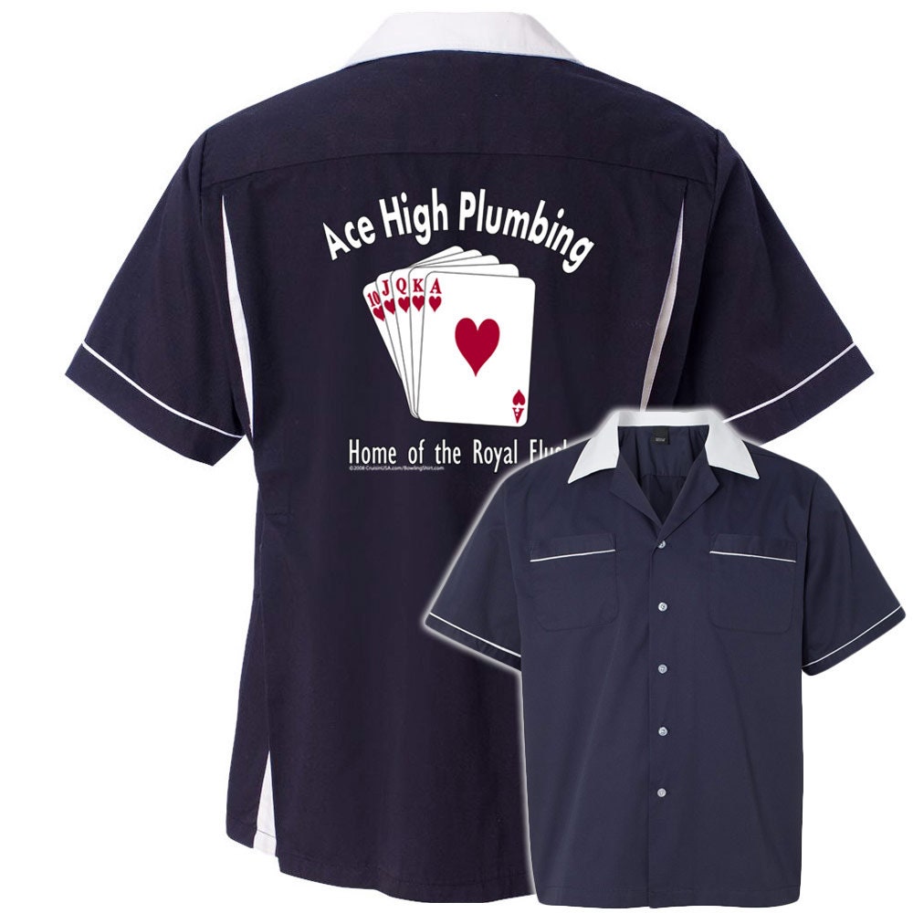Ace High Plumbing Classic Retro Bowling Shirt- Classic 2.0 - Includes Embroidered Name