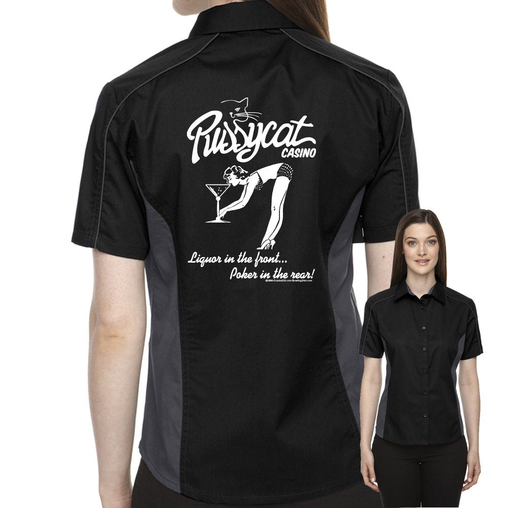 Pussycat Casino Classic Retro Bowling Shirt- The Muckler (Ladies) - Includes Embroidered Name