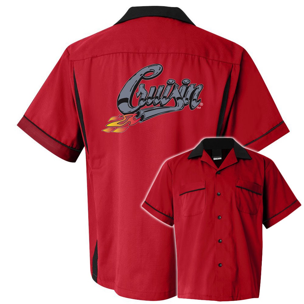 Cruisin' With Flames Classic Retro Bowling Shirt- Classic 2.0 - Includes Embroidered Name