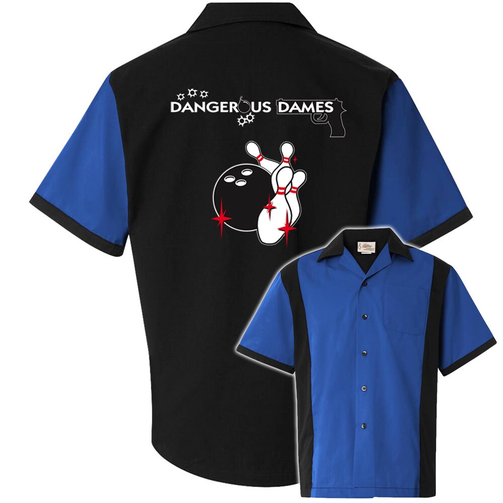 Dangerous Dames Classic Retro Bowling Shirt - Retro Two - Includes Embroidered Name