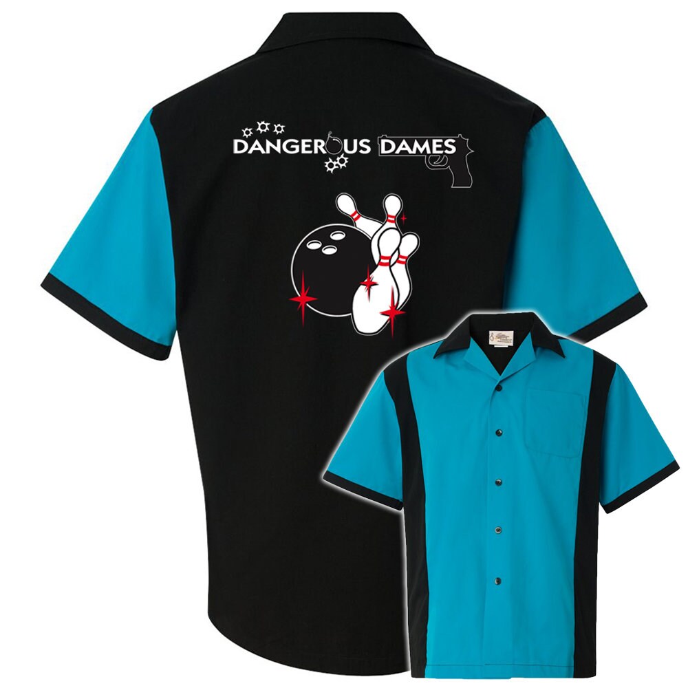 Dangerous Dames Classic Retro Bowling Shirt - Retro Two - Includes Embroidered Name