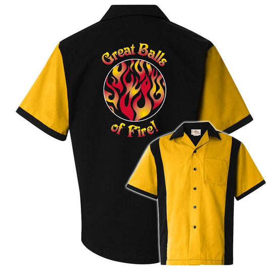 Great Balls of Fire Classic Retro Bowling Shirt - Retro Two - Includes Embroidered Name