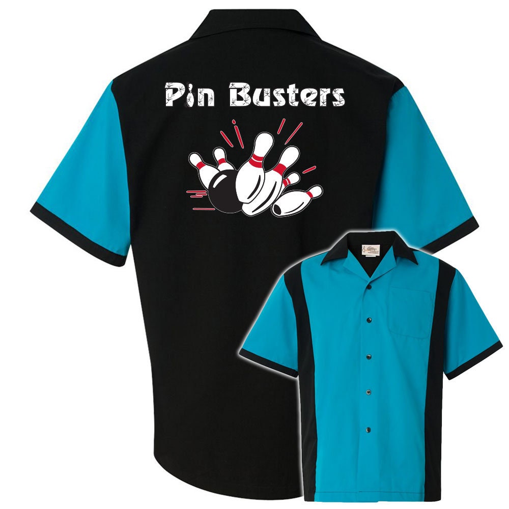 Pin Busters Classic Retro Bowling Shirt - Retro Two - Includes Embroidered Name