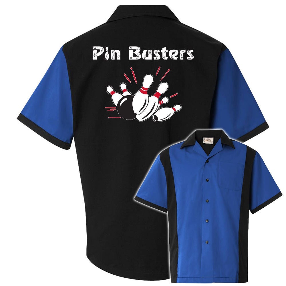 Pin Busters Classic Retro Bowling Shirt - Retro Two - Includes Embroidered Name