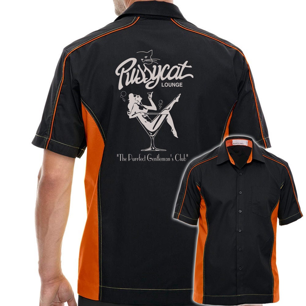 Pussycat Lounge Classic Retro Bowling Shirt - The Muckler - Includes Embroidered Name