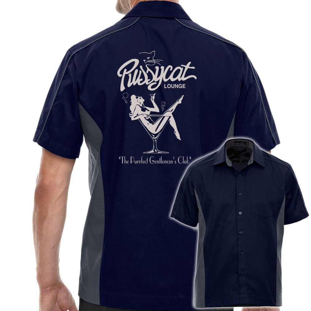 Pussycat Lounge Classic Retro Bowling Shirt - The Muckler - Includes Embroidered Name