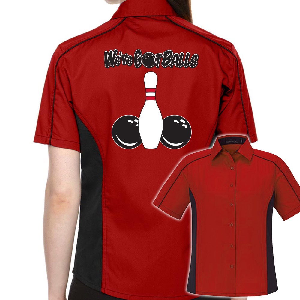 We've Got Balls Classic Retro Bowling Shirt- The Muckler (Ladies) - Includes Embroidered Name