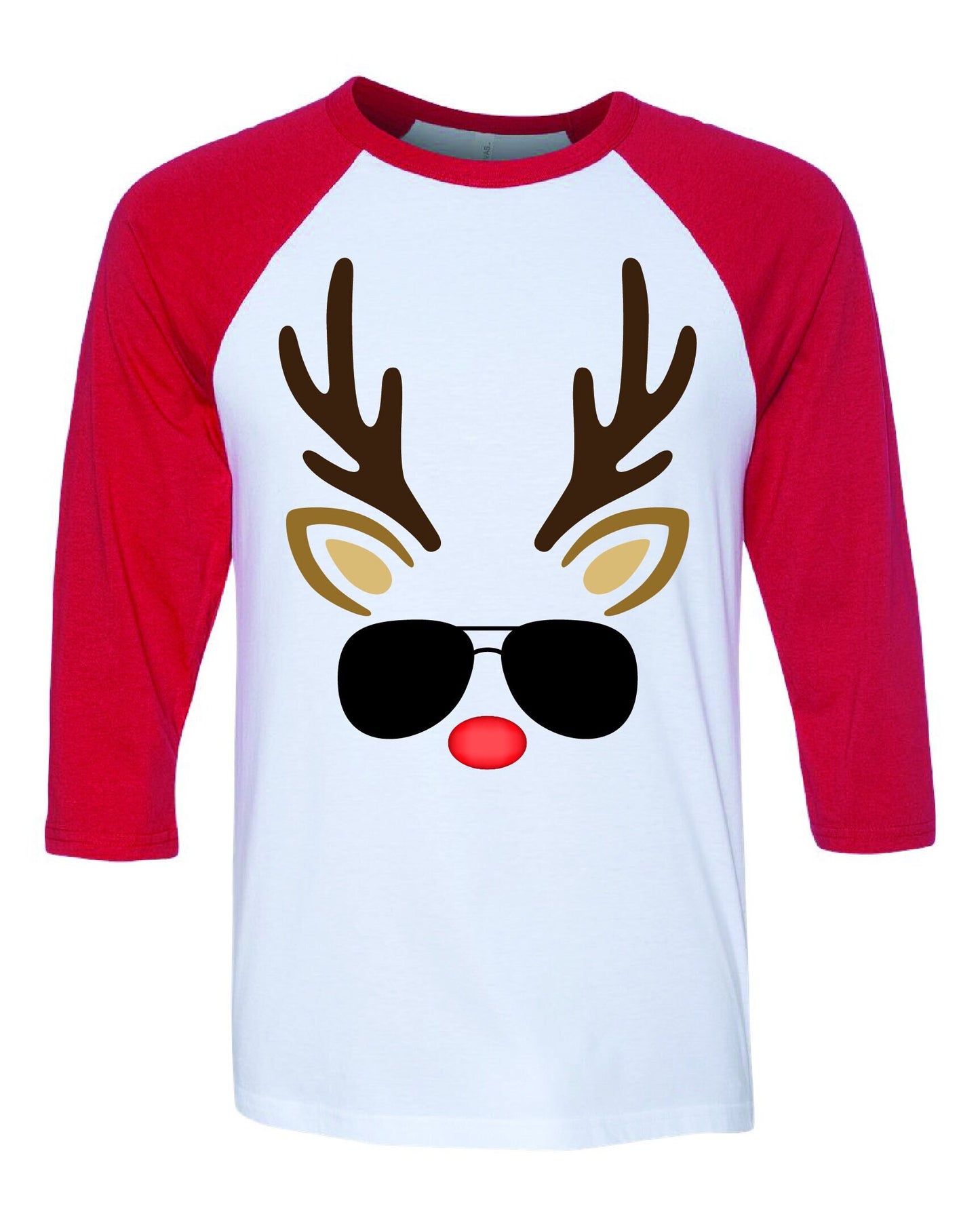 Reindeer With Sunglasses Christmas Shirt - Funny Christmas Shirt - Unisex Baseball Tee
