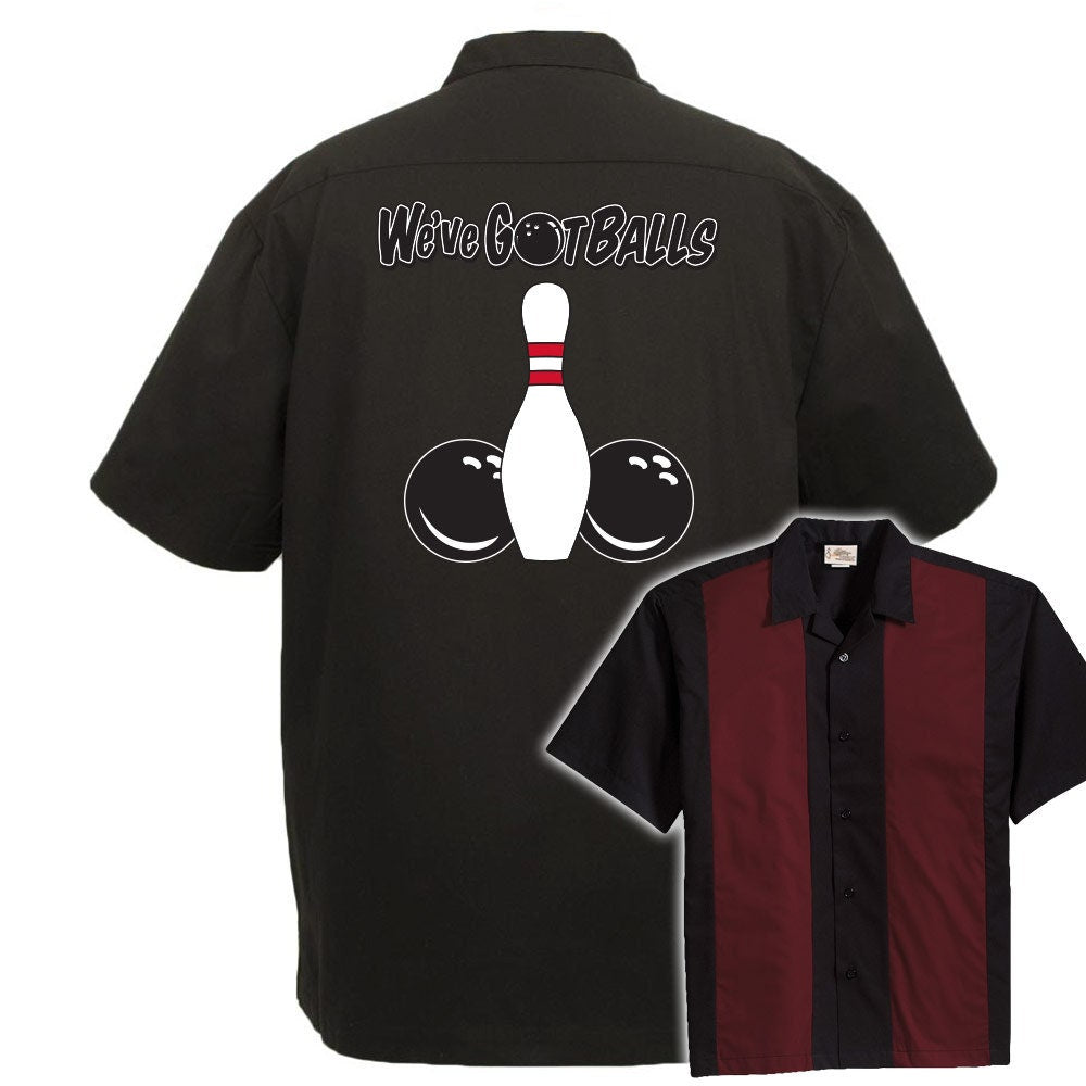 We've Got Balls Classic Retro Bowling Shirt - The Player - Includes Embroidered Name
