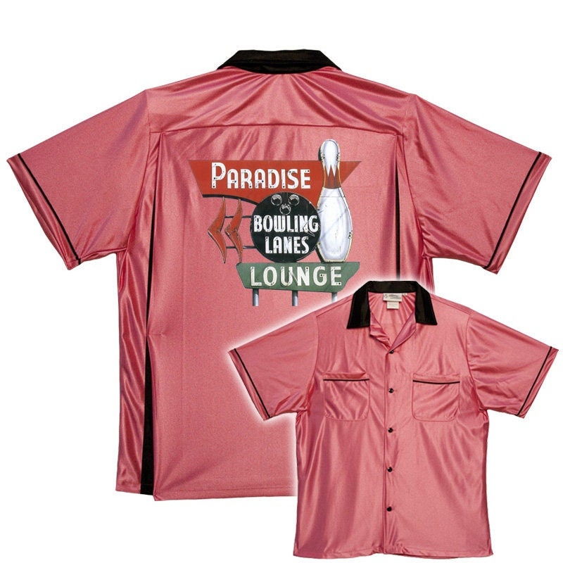 Paradise Lanes - Classic Retro Pink Bowling Shirt - Classic  - Includes Embroidered Name