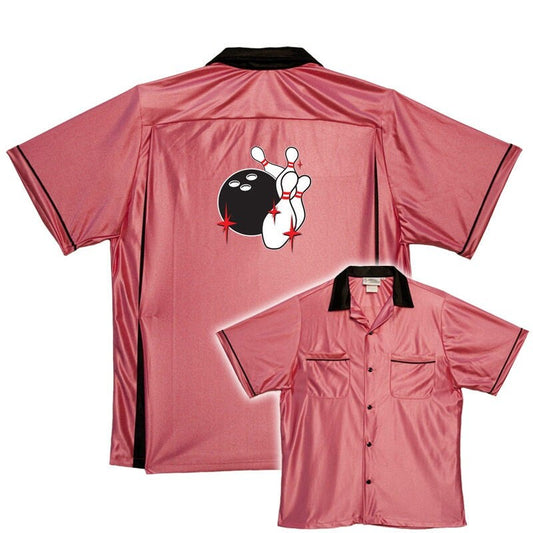 Pin Splash C - Classic Retro Pink Bowling Shirt - Classic  - Includes Embroidered Name #135