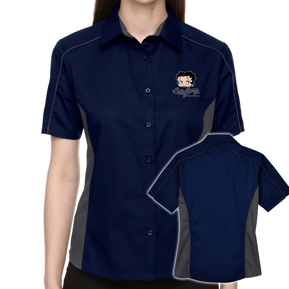 Betty Boop Face Classic Retro Bowling Shirt- The Muckler (Ladies) - Includes Embroidered Name