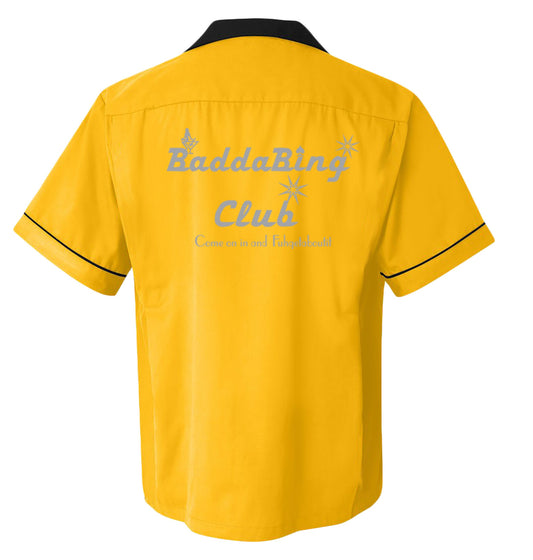 Baddabing CLub - Classic Retro Gold and Black Bowling Shirt - Classic size XL ONLY    - Includes Embroidered Name #118