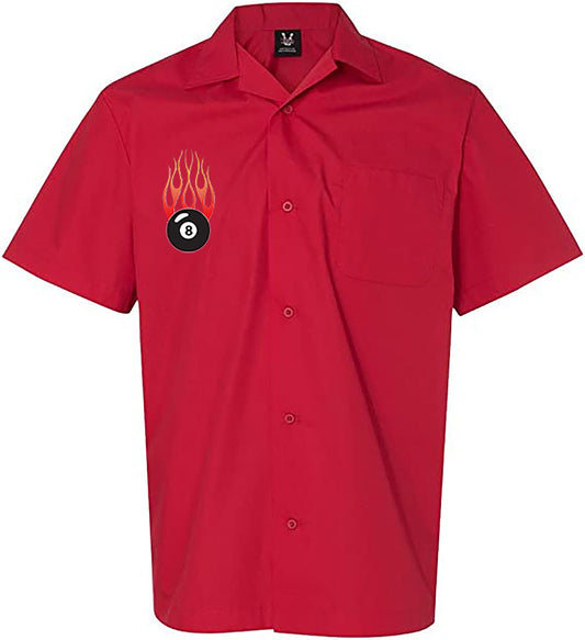 Flaming 8 Ball Classic Retro Bowling Shirt- Vintage Bowler ( Closeout) in multiple colors  - Includes Embroidered Name #232