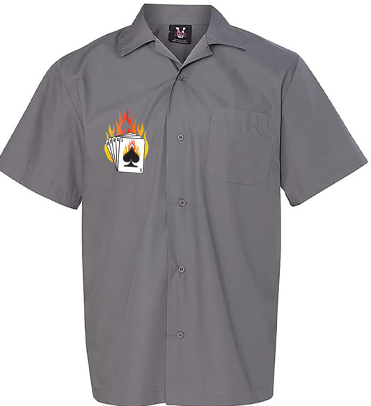 Flaming Cards Classic Retro Bowling Shirt- Vintage Bowler ( Closeout) in multiple colors  - Includes Embroidered Name #233