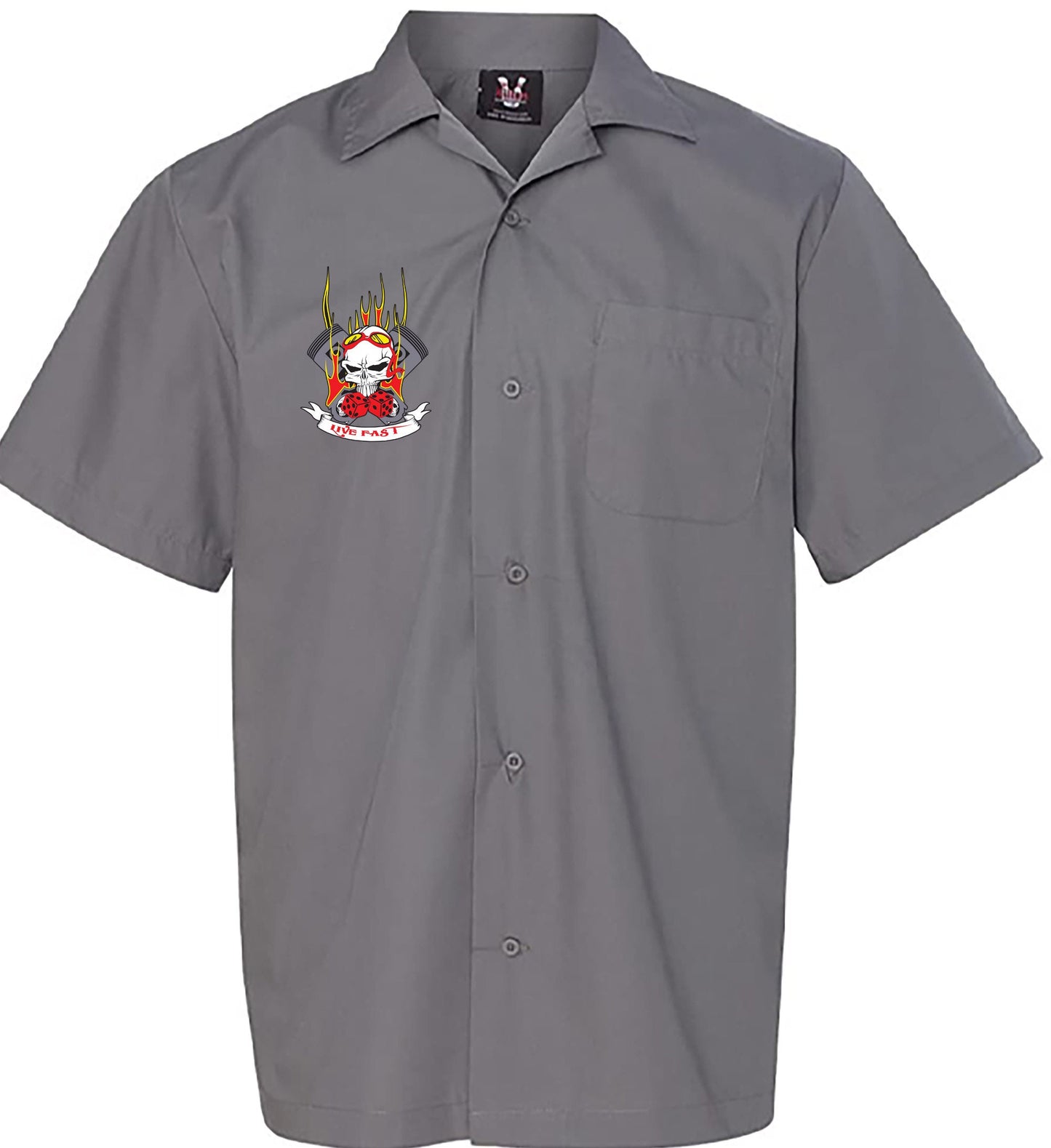Flaming Pistons Classic Retro Bowling Shirt- Vintage Bowler ( Closeout) in multiple colors  - Includes Embroidered Name #237