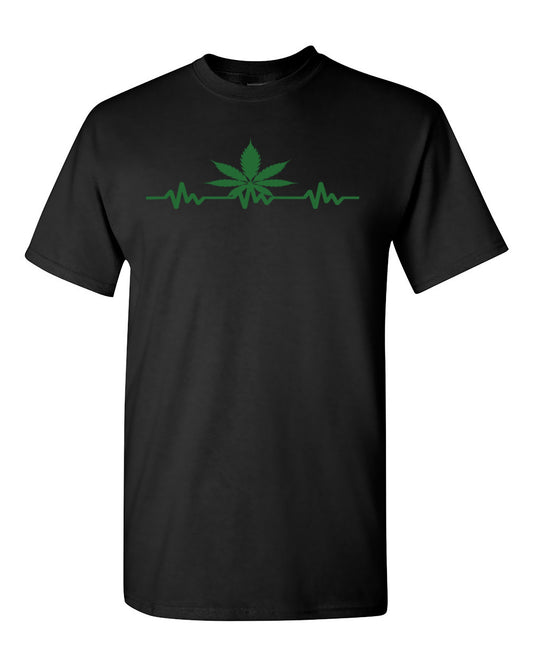 Weed Heartbeat T-shirt Cannabis Fun #152