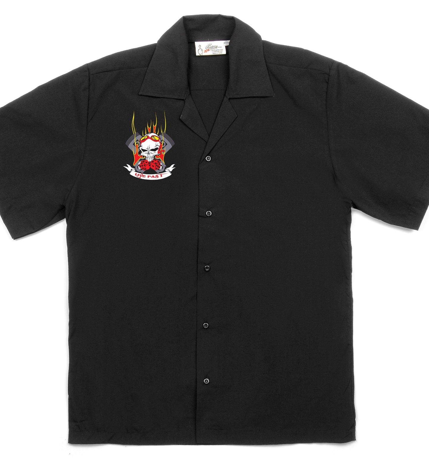 Flaming Pistons Classic Retro Bowling Shirt- Vintage Bowler ( Closeout) in multiple colors  - Includes Embroidered Name #237